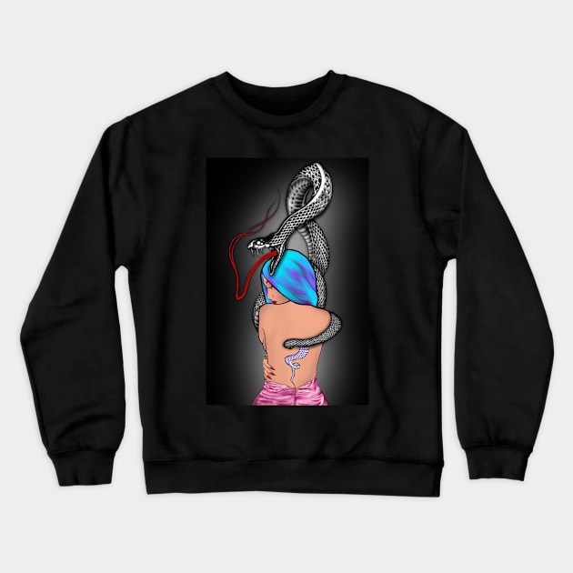 Snake and girl Crewneck Sweatshirt by BSKR